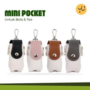 Mini Pocket Bola Golf Storage Pouch Leather Untuk 2 Bola dan Tee