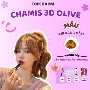 Nhuộm tóc Vàng Đậm A18 thời trang dung tích 200ml (Kèm oxy, bao tay, lược) Chamis 3D có thành phần siêu dưỡng từ olive 30 tone màu Khôngn Cần Tẩy giúp tóc Mềm Mượt