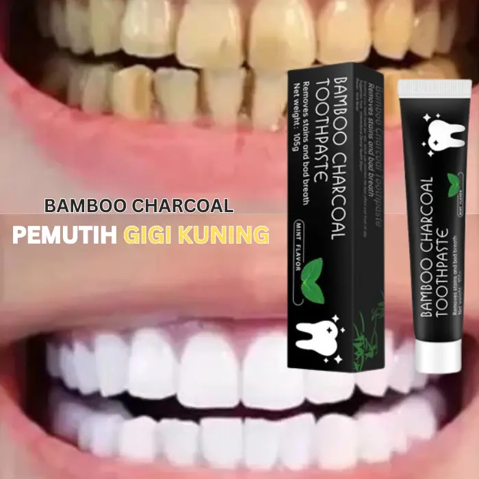 pasta gigi pemutih dan perontok karang gigi bamboo charcoal toothpaste odol pemutih gigi menghilangkan bau mulut Kuning Memutihkan Bersihkan karang gigi Kelapa Siwak 1
