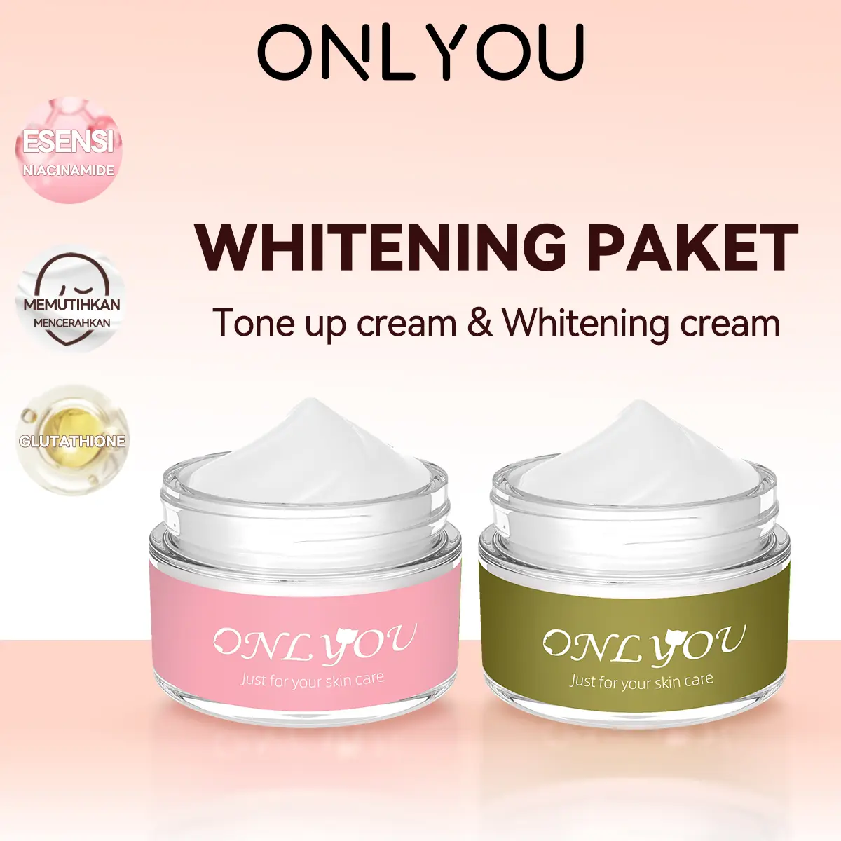 【BPOM certification】ONLYOU PAKET Whitening and moisturizing essence cream + non-makeup brightening cream / isolation cream【COD】