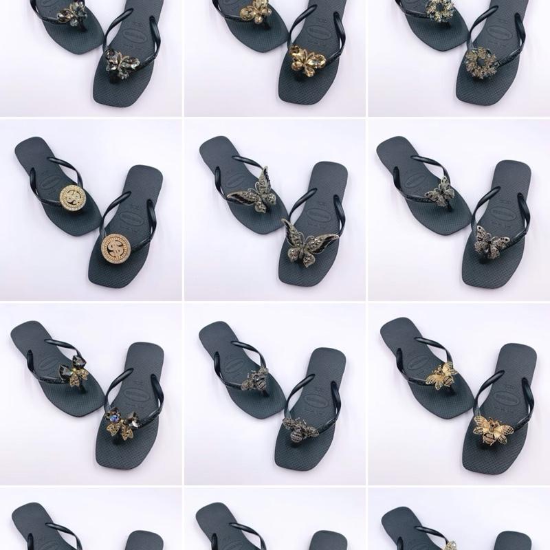  DÉP HAVAIANAS NỮ SLIM VUÔNG ĐEN GẮN PHỤ KIỆN NHÀ THIÊN TRANG . CAO SU . DU LỊCH . 4 MÙA . ĐI CHƠI . ĐI TIỆC . GIRL PHỐ 2025 