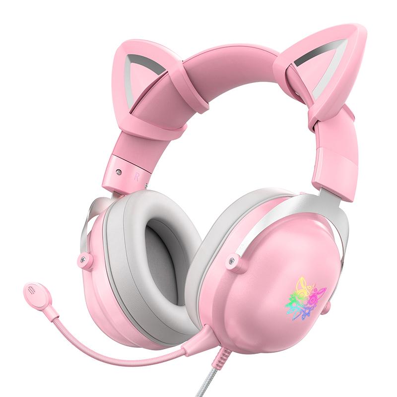 Wired Pink Woman Cat Headset PS4 Cat Ear Gaming Headphone For Gamer G…