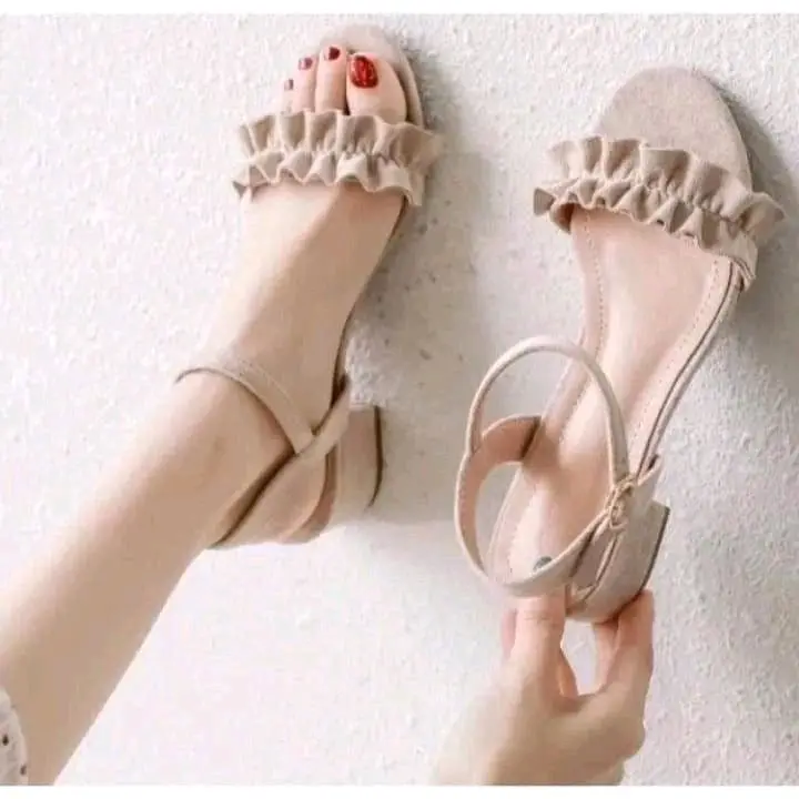 SANDAL HEELS HAK TAHU CHUNGKY 5 CM TALI BELAKANG / Sandal pesta kondangan kekinian