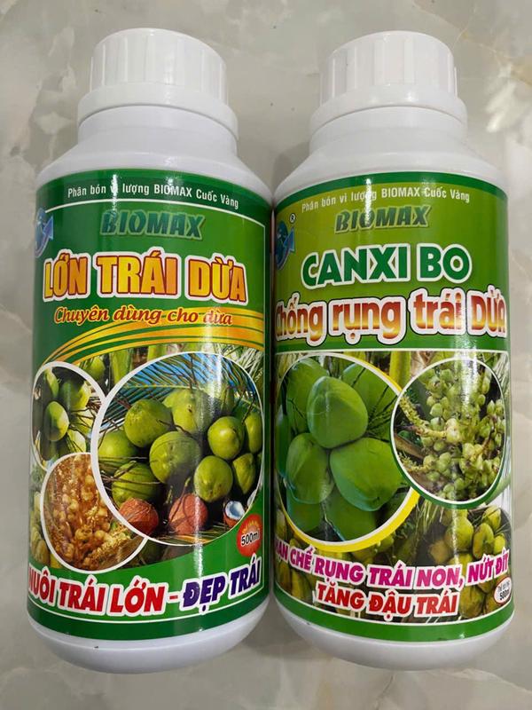 [Combo 2 chai] Phân Bón Dừa Biomax Cuốc Vàng – Canxi Bo Chống Rụng + Siêu Lớn Trái Dừa 500ml