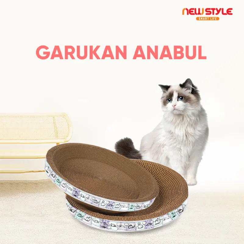 Papan Garuk Kucing Anjing Anabul Multifungsi M11 dengan Desain Bulat Cekung dan Tempat Istirahat/Tidur Kucing 2