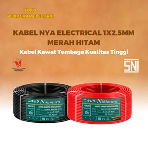 Kabel NYA Electrical 1x1.5mm Merah Hitam 1x1.5mm 50Y Kabel Kawat Tunggal Listrik Rumah Tembaga Kualitas Tinggi 50 Yard