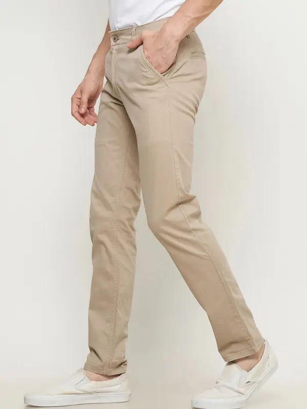 Chino Long Pants Skinny Formal Material Cotton Twill Stretch Khaki 3