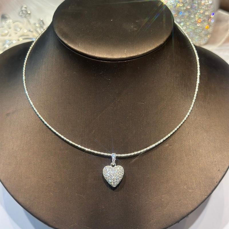    Hoàng Phát   Trang Sức Vòng Kiềng Cổ Bạc Ý Cao Cấp 925 Kim Tuyến 4T  40cm  Phối Mặt Trái Tim Chạm Tấm Xi Kim  P31  