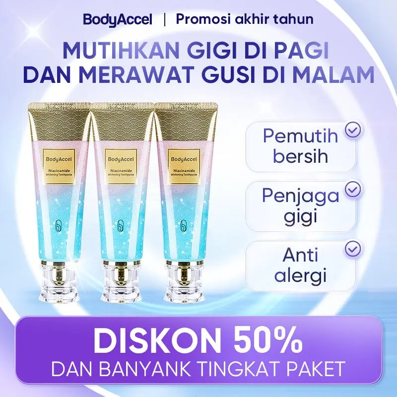 [HZM} BodyAccel Whitening Toothpaste - Perawatan Mulut Menyegarkan untuk Cigi Bersih, Cocok untuk Pria dan Wanita Penyegar