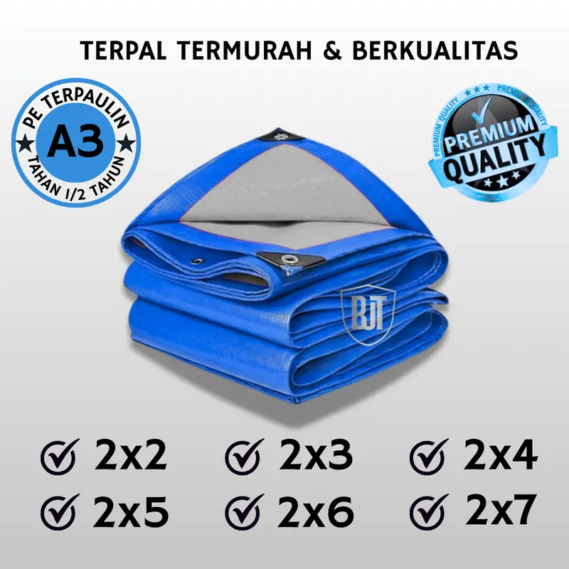 Terpal A3 tipis ukuran 2x2 -2x3 -2x4 -2x5 -2x6- 2x7 meter Plastik terpasang ring mata Tali tahan matahari waterproof 0