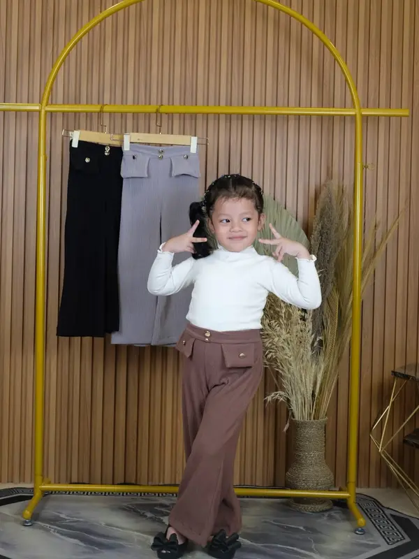MACHA - LUNA CELANA ANAK PEREMPUAN KULOT KNIT PLISKET TEBAL PREMIUM || FASHION BAJU ANAK PEREMPUAN Kids ±5-7th l 9-10 tahun set el 4