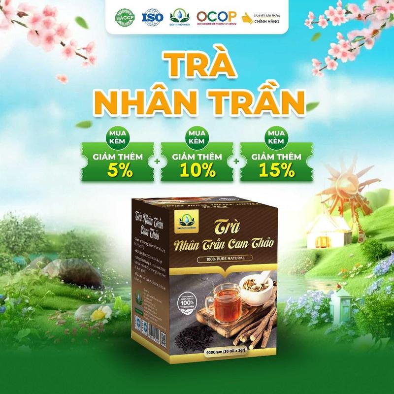 Trà Nhân Trần Cam Thảo Cỏ Ngọt Hoa Nhài Thanh Mát Cho Ngày Mới Thư Thái Hộp 30 Túi Lọc 90gram