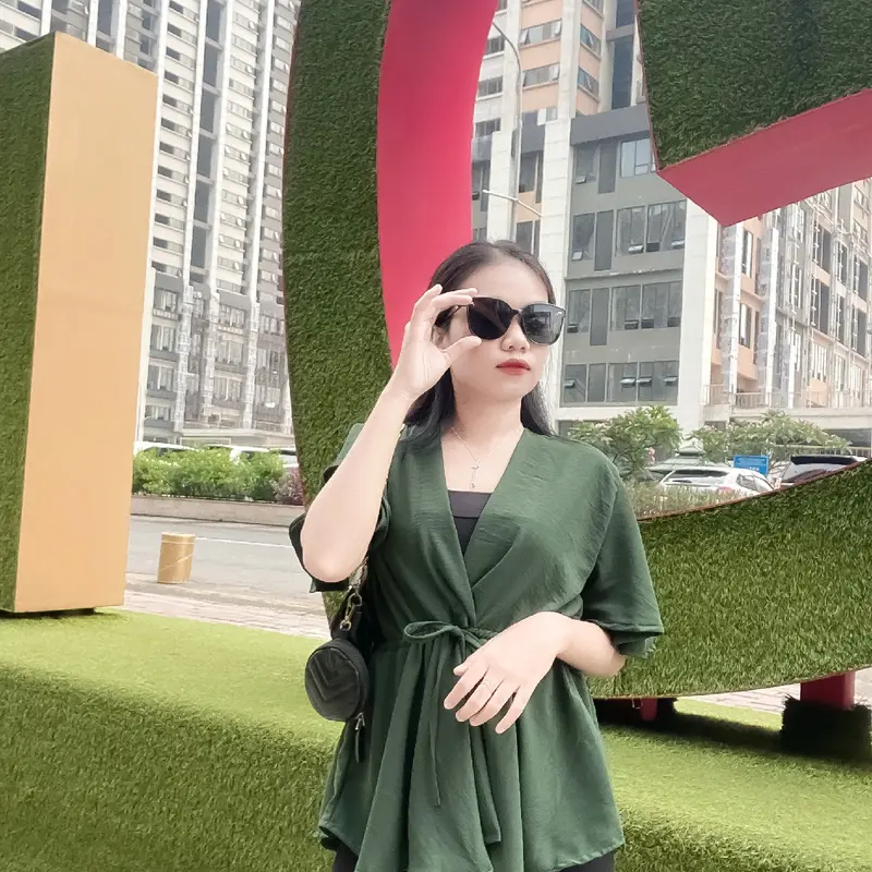 Cessie blouse Rempel wanita polos cringkle airflow casual serut rample Santai Baju Atasan Crinkle Panjang Nyaman 7