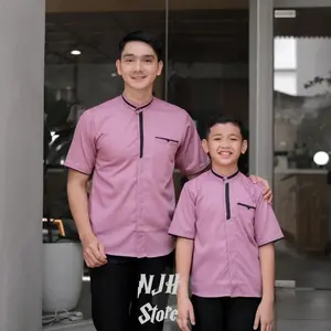 Baju Koko Couple Ayah Dan Anak Laki Laki Lengan Pendek Bahan Katun Gread A Motif Bima Muslim Kurta