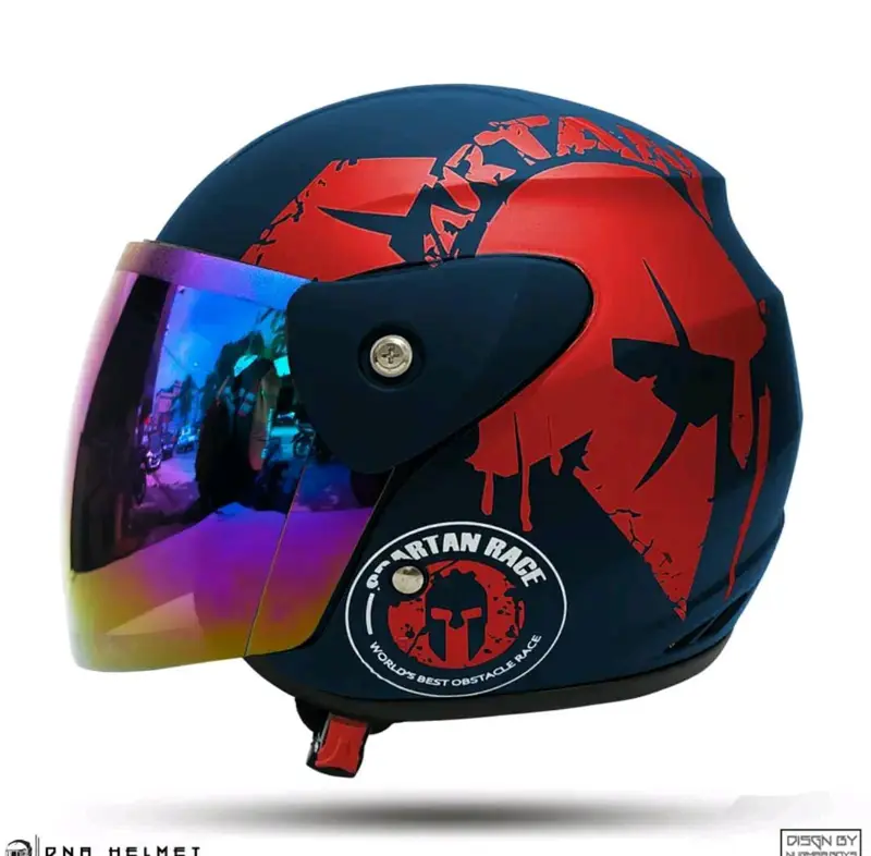 HELM EVO HALF FACE SPARTAN KACA SILVER/PELANGI/HITAM UNTUK PRIA DAN WANITA SUDAH SNI MOTORCYLE 6