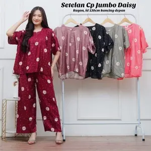 Setelan cp jumbo motif daisy ld 130