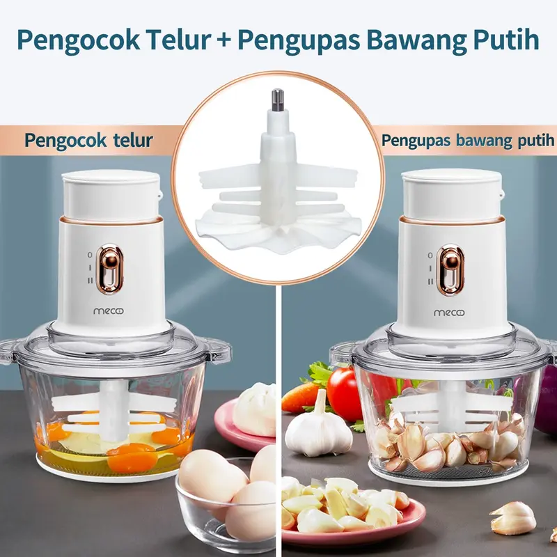 Mecoo Most Aesthetic 5 in 1 Antibacterial Odorless Chopper 250 Low Watt BPA Free / Blender Daging / Baby Food Processor / Penggiling Daging 5
