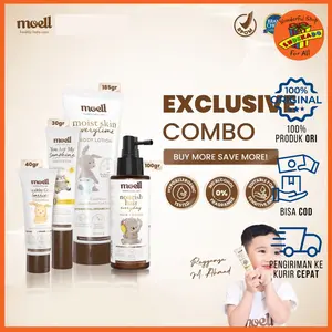 MOELL Paket Bundling  All Varian - Body lotion Sunscreen Hair Lotion Body Wash Facecream Sampo
