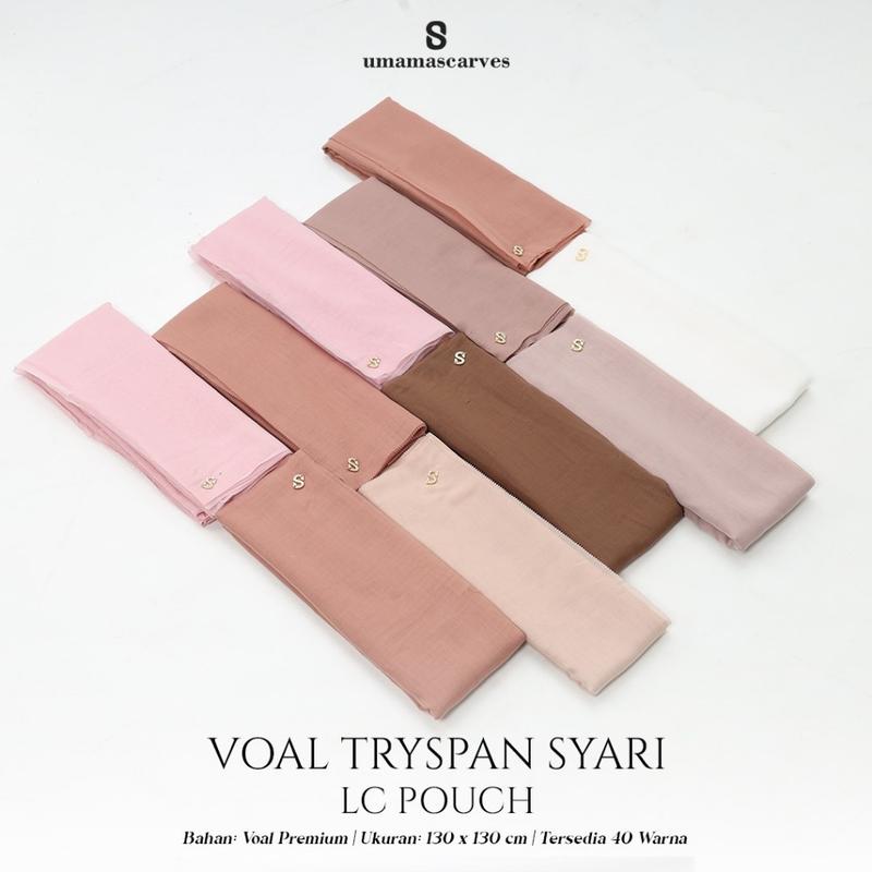 Jilbab Umama Scarf Voal Tryspan Syari Lasercut Logo S POUCH 130x130cm Kerudung Voal Premium 6