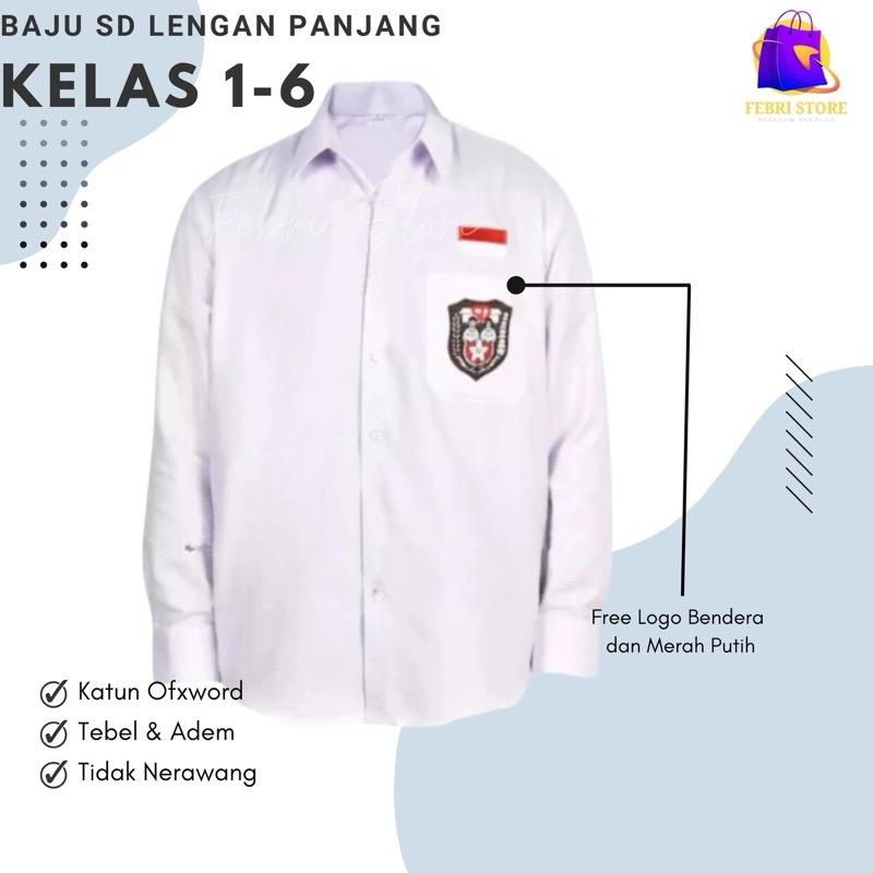 Seragam Sekolah SD lengan Panjang Laki Perempuan Bahan Tebal Kelas 123456 Kemeja Panjang 0
