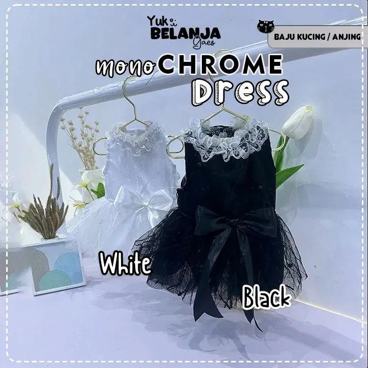 Bakuta Dress MonoChrome Baju kucing dan Anjing size S-XL baju kucing lucu dan Murah