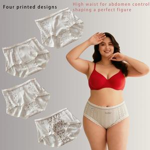 Retro Artistic Print Women's Panties High-Waisted Curved Shaping Design 10A Grade Antibacterial Longer & Wider Gusset