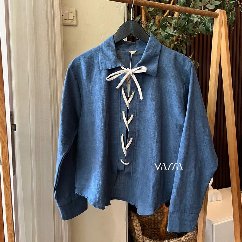 RIBBON SHIRT KEMEJA TALI KEMEJA WANITA BAHAN KATUN 3