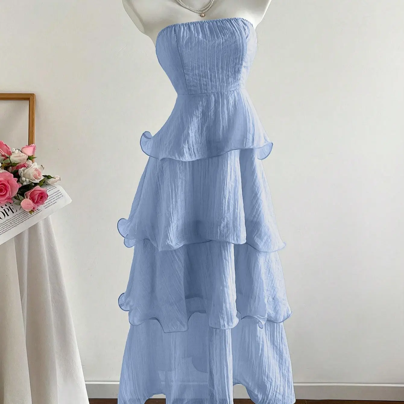 Solid Color Backless Multi-Layer Long Dress for Women Elegant Special  Occasion Wear Perfect for Weddings Parties and Formal Events Elegance  Womenswear Casual - TikTok Shop Philippines