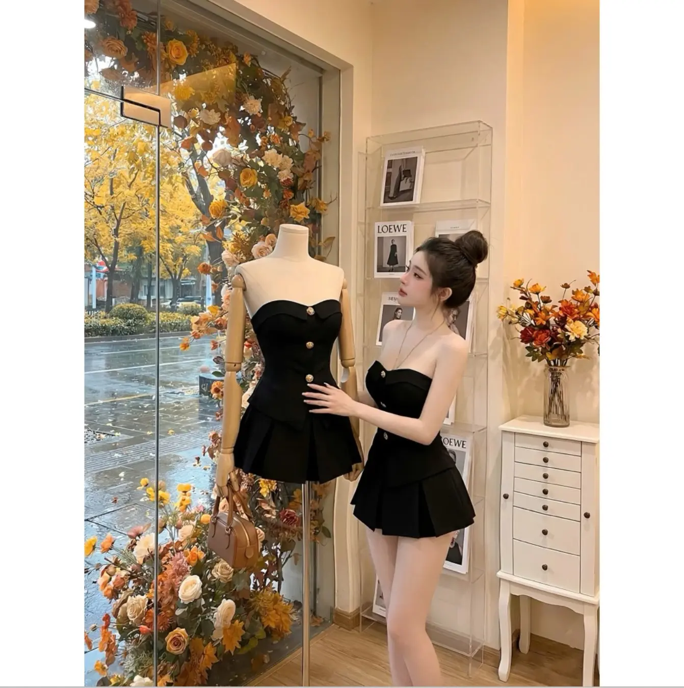 Set áo Kaki cúp ngực đính tang phối chân váy xoè xếp ly siêu đẹp | BigBuy360 - bigbuy360.vn Set áo Kaki cúp ngực đính tang phối chân váy xoè xếp ly siêu đẹp | BigBuy360 - bigbuy360.vn