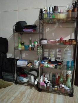 Product Review of 【SPESIAL Live COD 24 Shipping】AONEZ Rak Troli Susun Stainless steel RakKosmetik Serbaguna Rak kamar mandi Rak Salon Trolley Dengan Keranjang jaring akrilik transpara rak meja aesthetic from I**a _**o 1