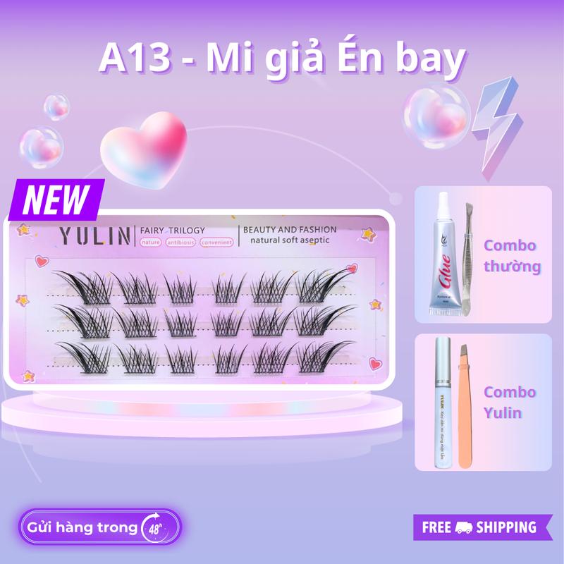 Mi giả tách sợi siêu mảnh và tự nhiên YULIN mã A13 dáng mi cánh én, mi tách sợi tặng kèm keo và kẹp lấy siêu đẹp Cosmetic Mỹ Phẩm - Trang Điểm