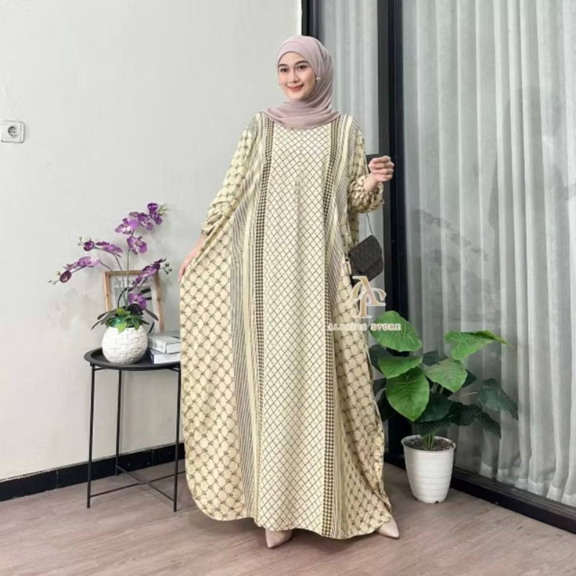 Kaftan Motif Khadijah Ld 180 cm Kaftan Panjang Muslim Wanita Nyaman