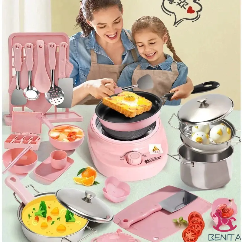 【Ready COD】45/32/24/11 PCS Set Dapur Mini Mainan Masak Pura-pura Anak-anak Mainan Rumah Bermain Edukasi Mainan Memasak Anak-anak Set Peralatan Dapur/Mini Kitchen Kompor Listrik Mainan Anak Perempuan 0