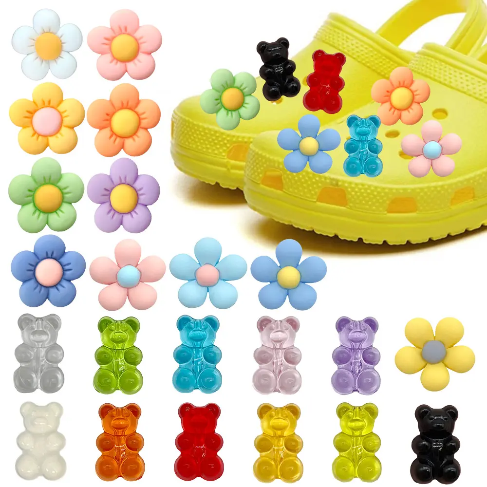 Lucu Segar Gaya 1 Buah Kartun Bunga Sepatu Tempelan PVC Menghias Warna Beruang DIY Sandal Pin Aksesoris Sepatu untuk Anak Perempuan Anak-anak Dewasa Uniseks Hadiah Pesta