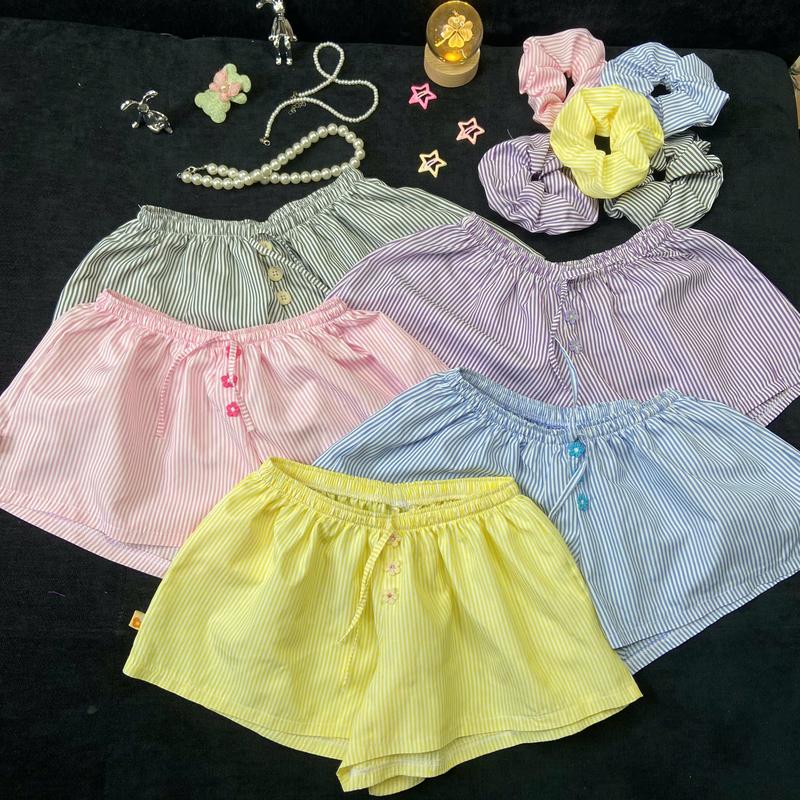 [DÁNG NGẮN] Quần sooc đùi nữ kate kẻ sọc dáng ngắn mặc đi ngủ, đi biển #Phương bán Quần HOA