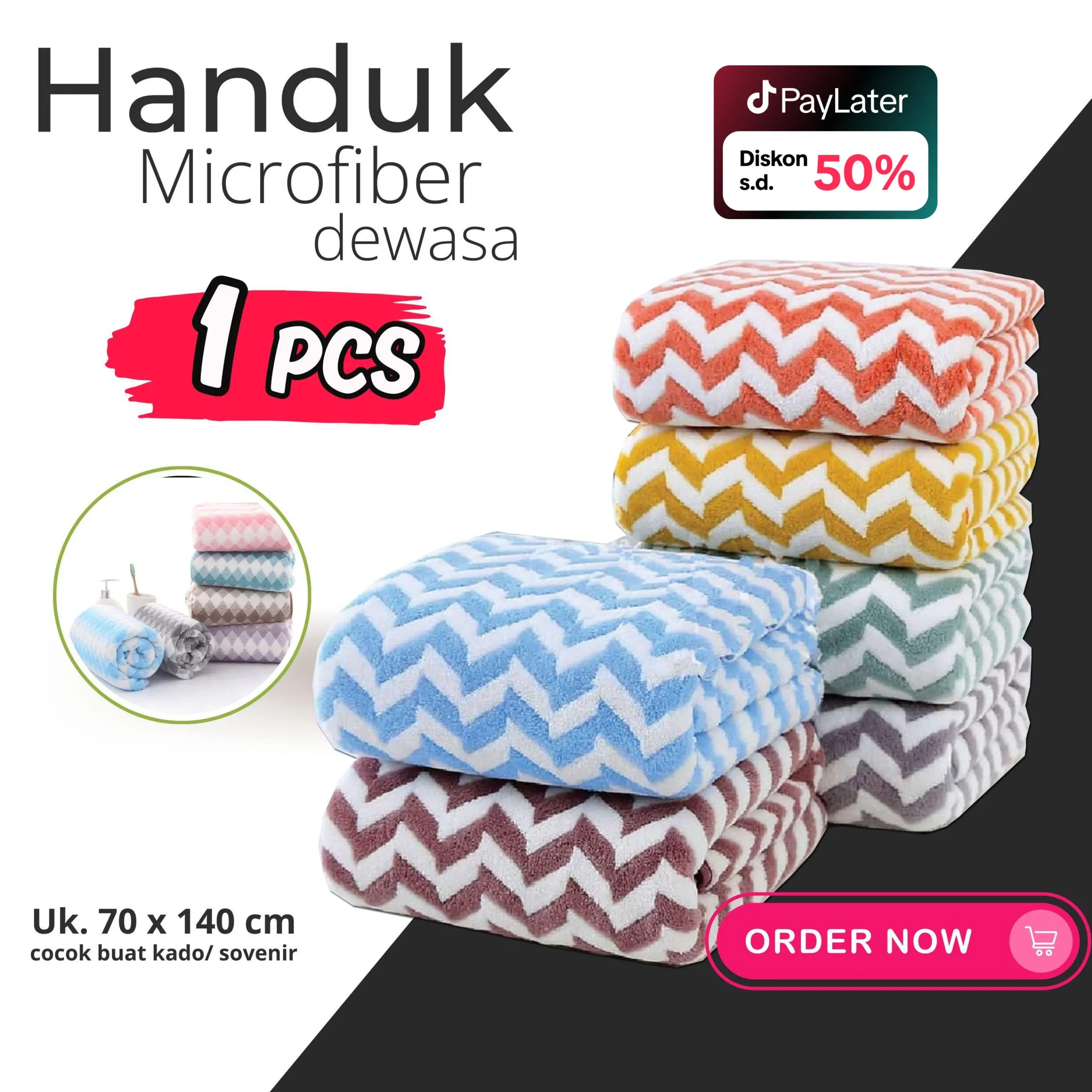 BISA BAYAR DI TEMPAT 1 pcs Handuk Microfiber Ukuran DEWASA Bulu Kain