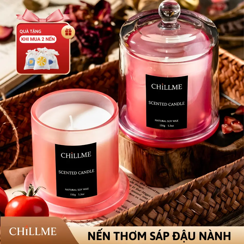 Nến thơm phòng Chillme TL sáp đậu nành quà tặng tinh dầu thư giãn decor phòng ngủ phòng khách