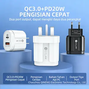 Charger PD 20W Quick Charging Adaptor Single Port Smart Charging Proteksi Lengkap Adapter Kabel Panjang Pengisi