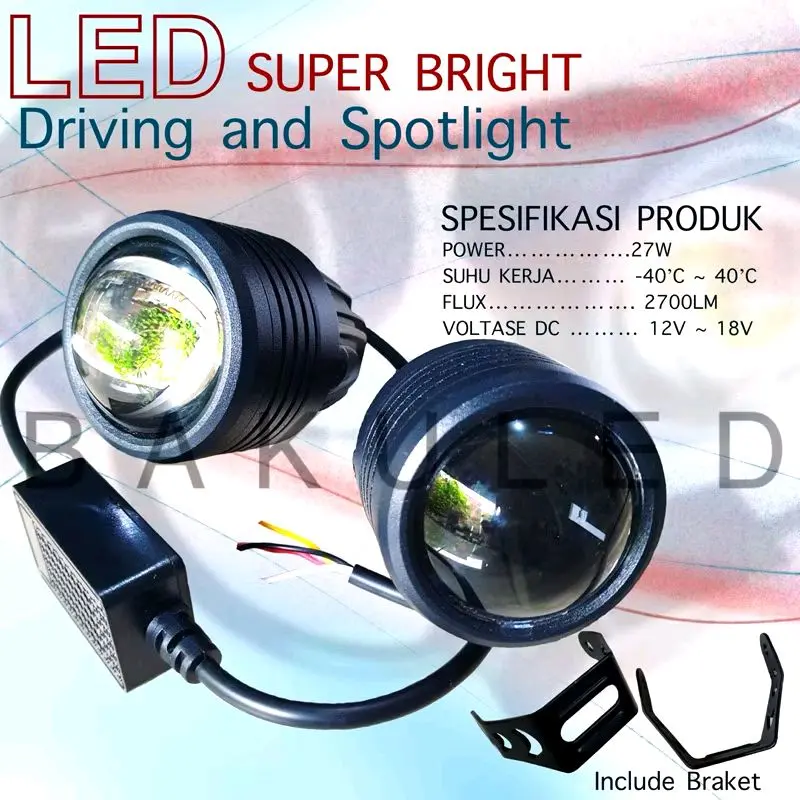 Sepasang Biled Foglamp Projie 2 inch 3 warna devil eyes waterproof universal Lampu Car 2