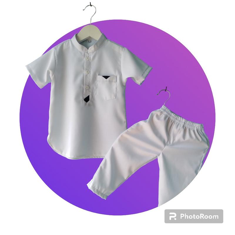 Setelan Baju Koko Bayi Laki-laki Usia 0-4 Tahun dengan Peci dan Tasbih Gratis - Atasan,  Celana, muslim Anak  Kancing  Kain Toyobo Nyaman Lembut  Hitam Putih kemeja Mesin Dicuci M baju takwa anak laki laki 2024 brookhaven outfit 5