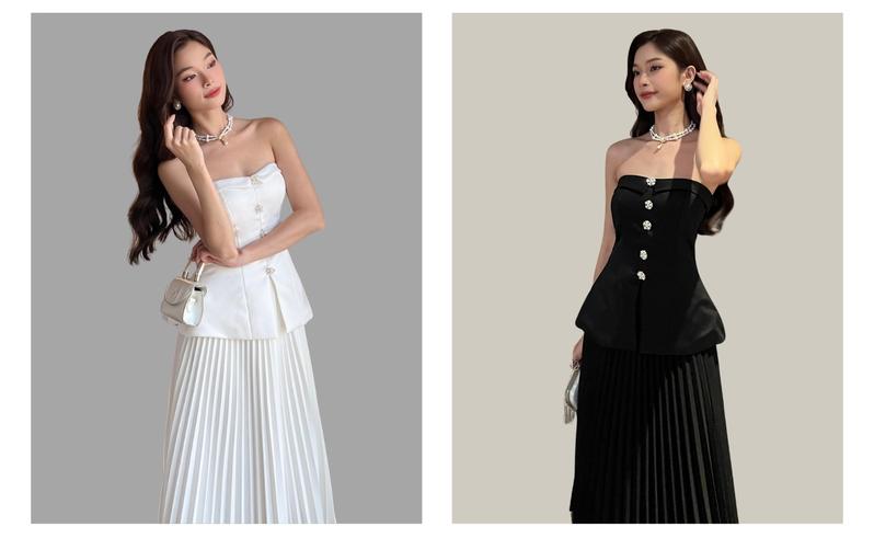 Product Introduction of Áo Peplum Cúp Ngực Xẻ Tà Trước Phối Tag Đá Sang Trọng BBSTORE'S -A2607 1