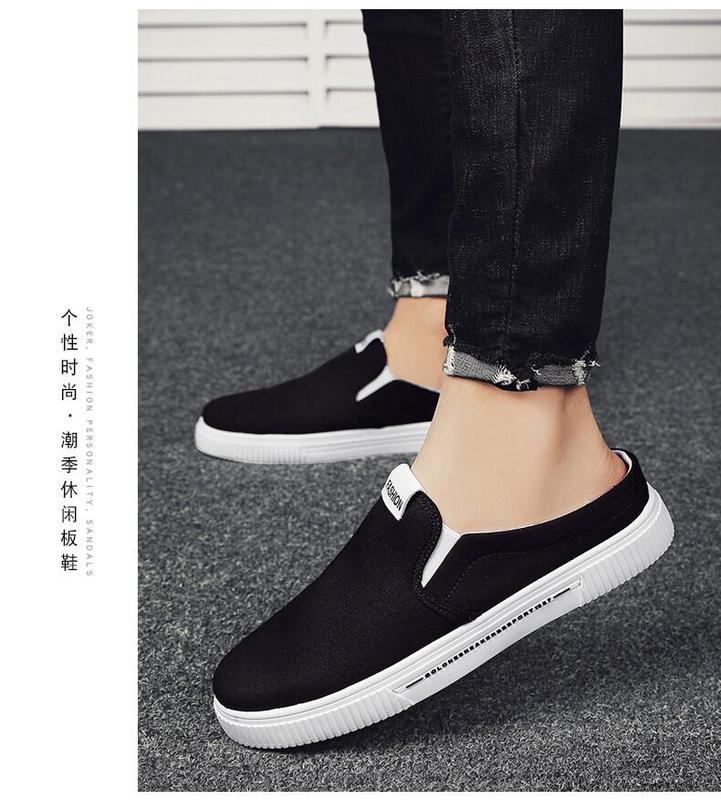 Product Introduction of 2023 New [COD] [Free Shipping] [Spot] Men's New Canvas Half Drag Low-Top Sneakers Casual Shoes Sports Canvas Shoes 25