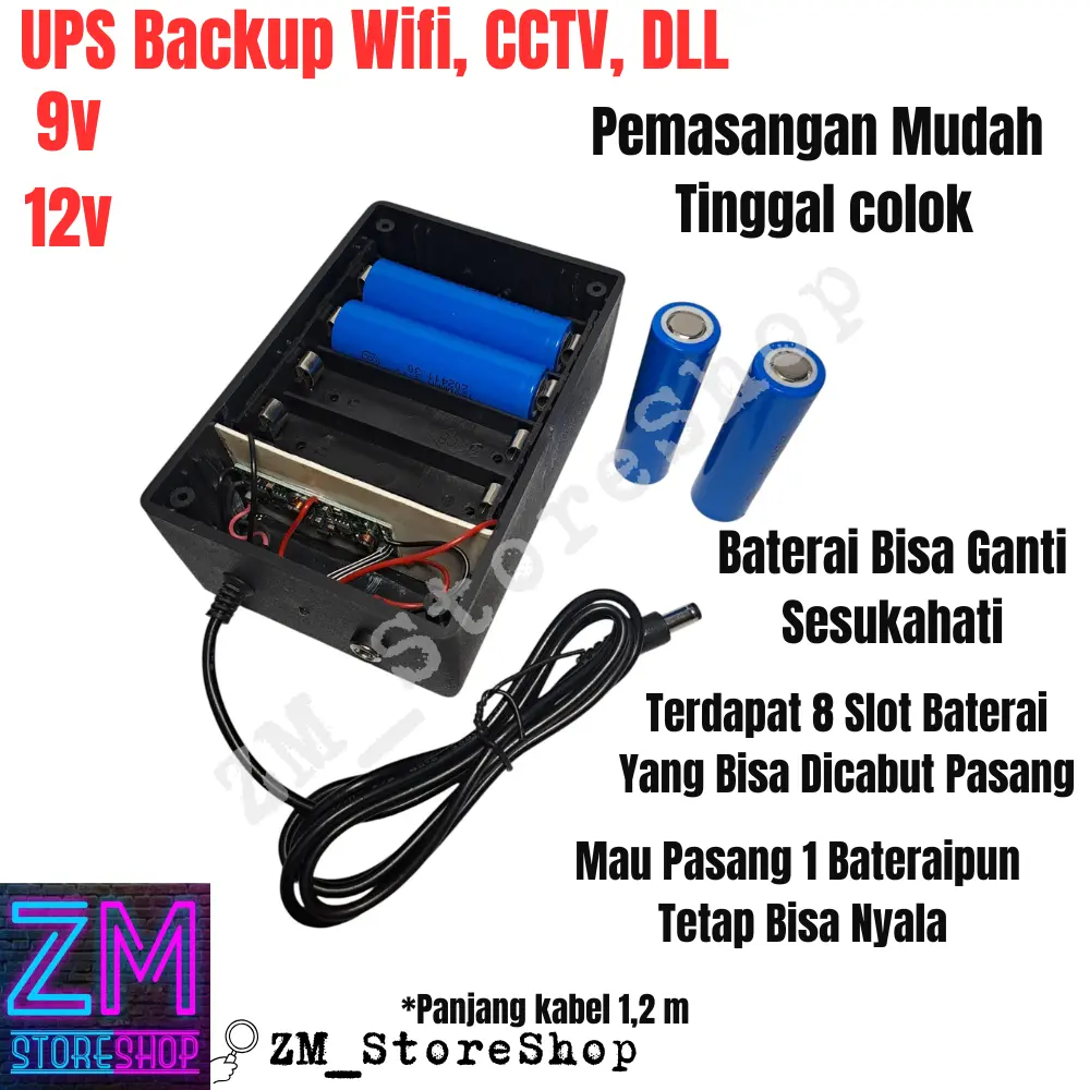 Ups 9v 12v Backup Wifi CCTV DLL Saat Matai Listrik Baterai Removable / Dapat Dilepas Pasang Murah
