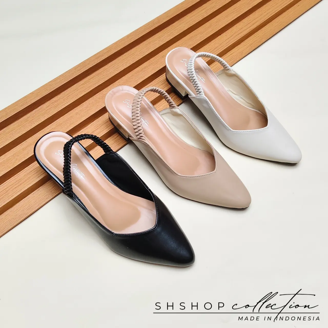 Sepatu mules wanita tali belakang karet terbaru B12