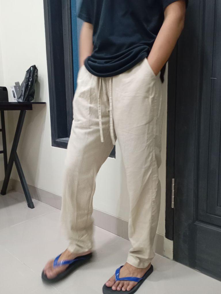 Kemeja Katun Linen Pria Lengan Pendek Casual Desain Sederhana Nyaman untuk Sehari-hari Varian Warna Putih Hitam & Beigie Bahan 100% Basic Linen Gaya Santai Stylish AL01