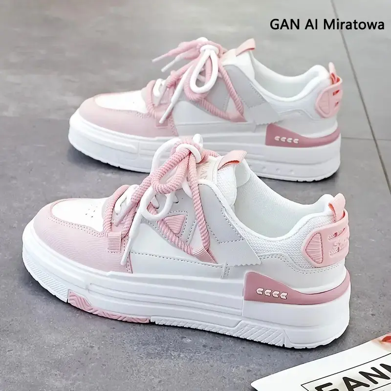 【GAM】Zapatos deportivos casuales ligeros y de moda para mujer, suela gruesa, diseño de correa de doble cordón, cómodos y antideslizantes, zapatos de tenis versátiles de punta redonda, adecuados para caminar, citas, fiestas, vida diaria.