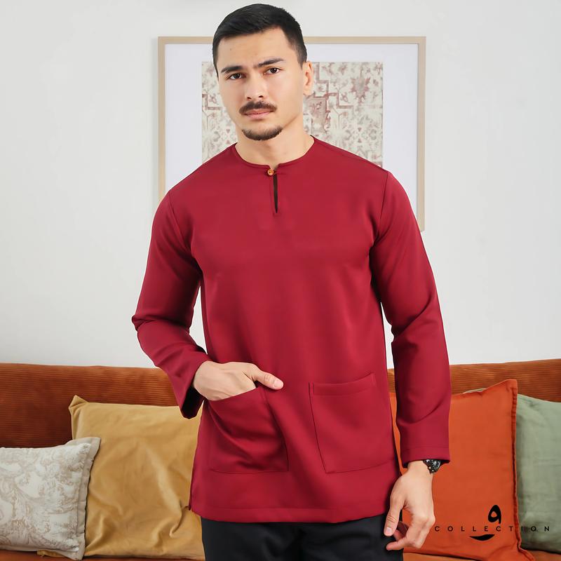 Kurta Ismail Teluk Belanga Kain Stretchable Polycot Plain Clothing ...