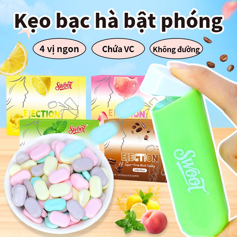 SWOOT - Kẹo Bạc Hà Không Đường Cơ Chế Bật Độc Đáo  - Combo 1 Hộp Bật + 3 Hộp Refill. Tiện dụng cả ngày!-Hương bạc hà mát lạnh thơm miệng tỉnh táo ngay! 