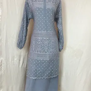 Dress Kurung Wanita dengan Pola Elegan dan Lengan Panjang untuk Tampilan Mewah