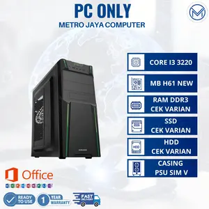 PC RAKITAN KOMPUTER I3 3220 RAM DDR3/SSD/HDD CEK VARIAN WINDOWS OFFICE GARANSI 1 TAHUN CASING PSU SIM V SIAP PAKAI